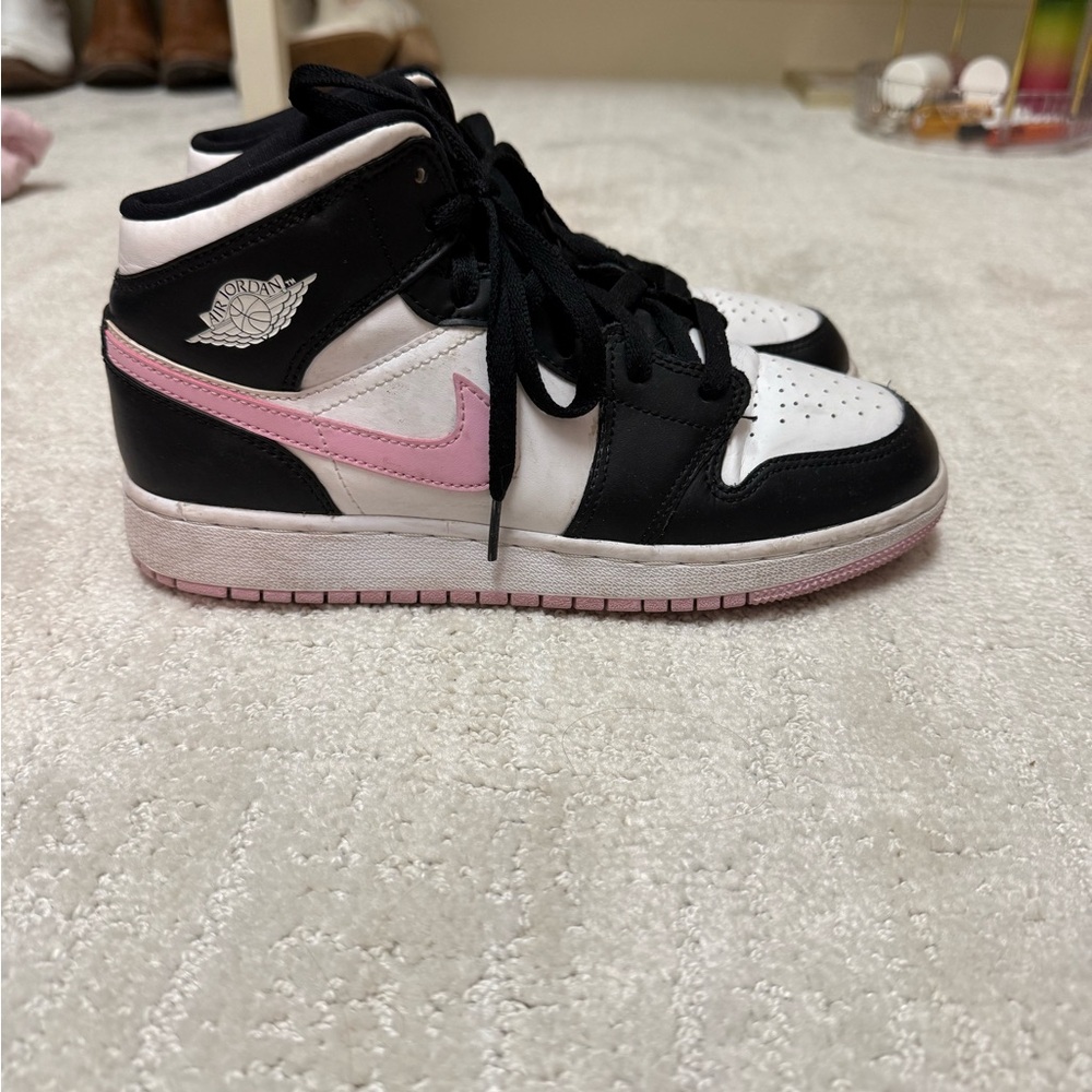Black and Pink High-Top Sneakers